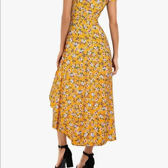 Zaberry floral and yellow maxi/midi wrap dress-medium - Picture 3 of 6